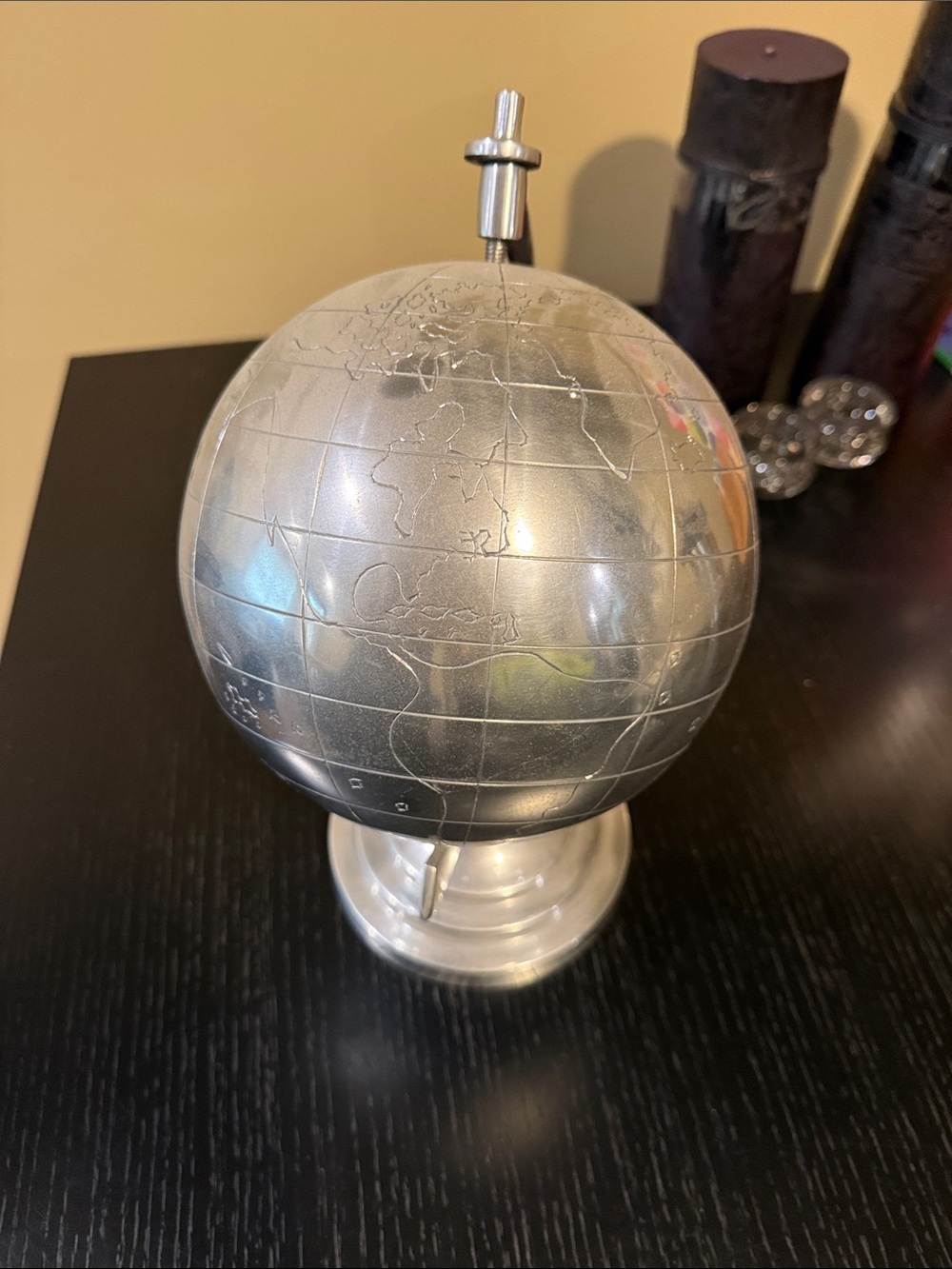 Silver Decorative Metal Globe Accent - Home Accents